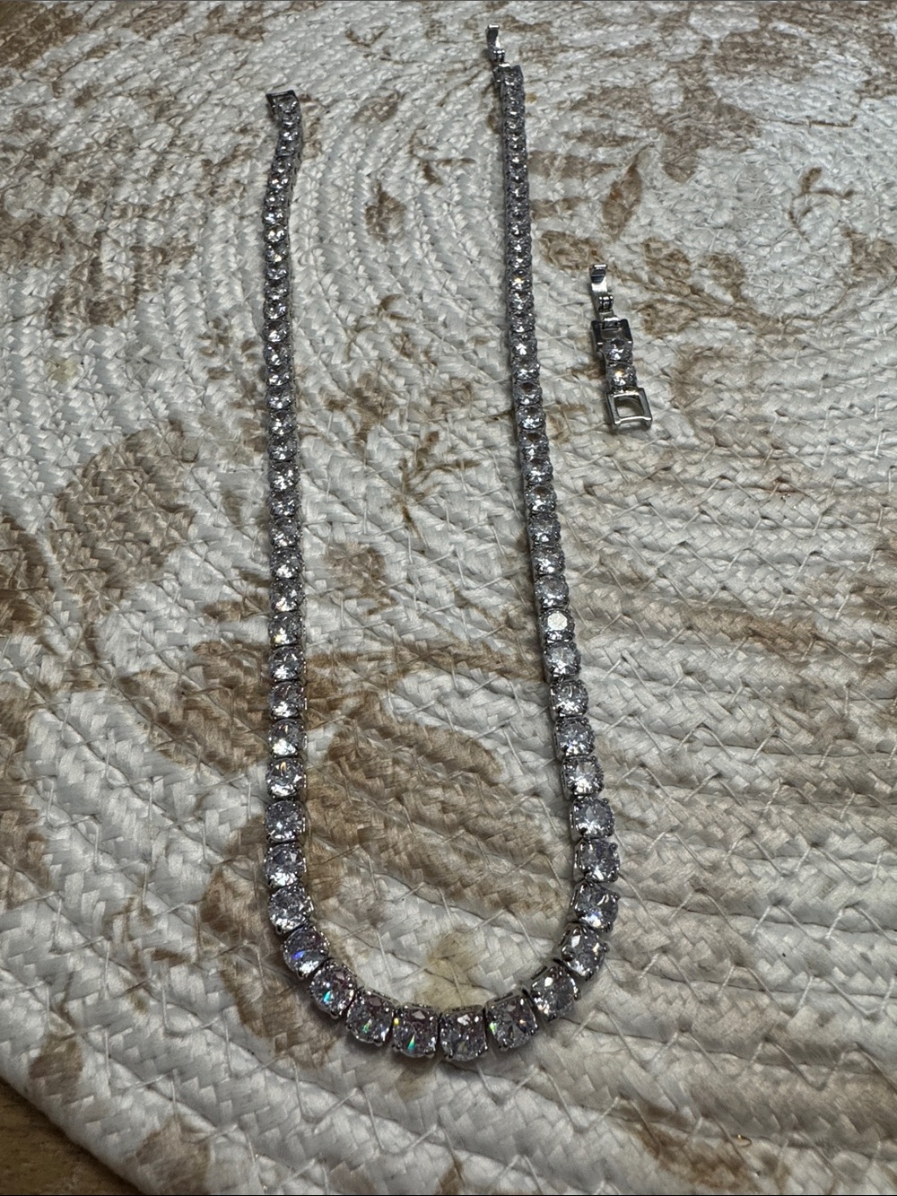 Silver-Tone Tennis Necklace - Iced Out Waterproof! 17”